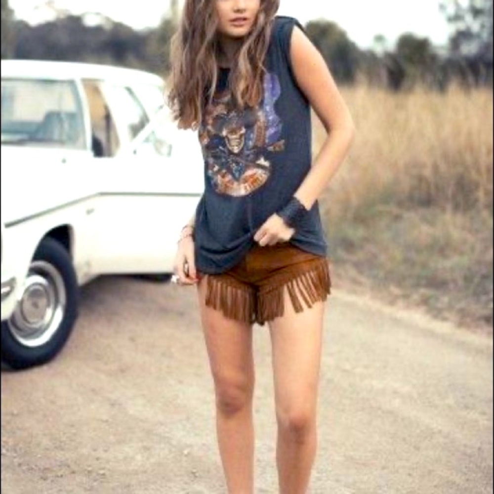 cowboy dreams suede fringe shorts
